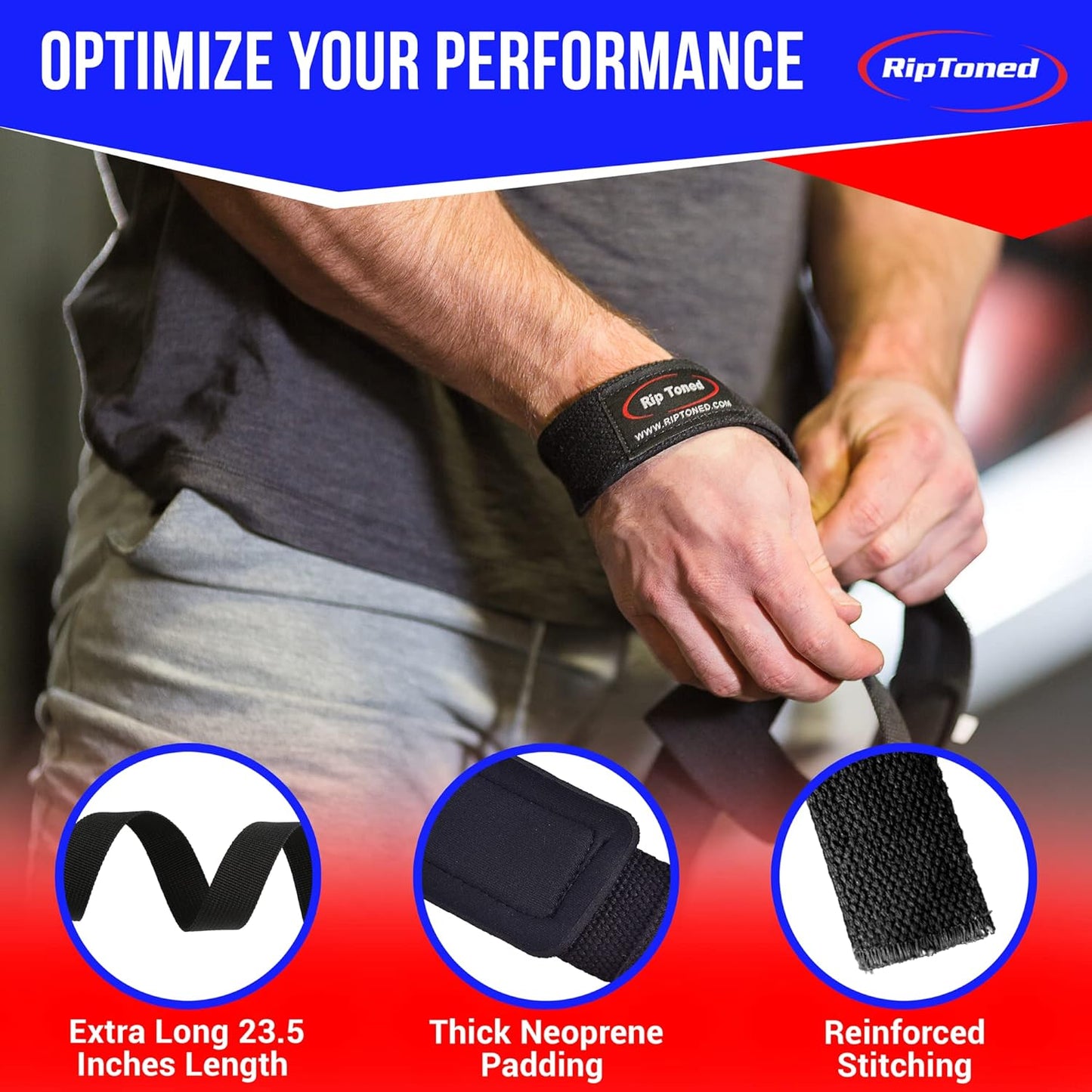 Performance Wrist Straps for Weightlifting - 23" Weight Lifting Straps for Men, Women (Padded) - Cotton Gym Wrist Wraps for Deadlift, Strength Training, Powerlifting, Bodybuilding