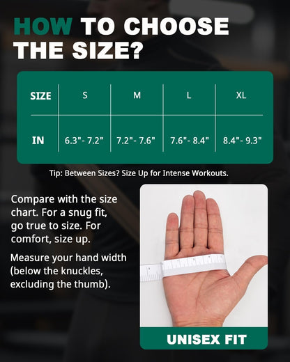 Workout Gloves for Men, Weight Lifting Gloves with Wrist Wrap Support, Full Palm Protection & Extra Grips for Weightlifting, Exercise, Cross Training, Fitness, Pull-Up
