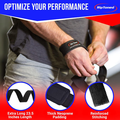 Performance Wrist Straps for Weightlifting - 23" Weight Lifting Straps for Men, Women (Padded) - Cotton Gym Wrist Wraps for Deadlift, Strength Training, Powerlifting, Bodybuilding